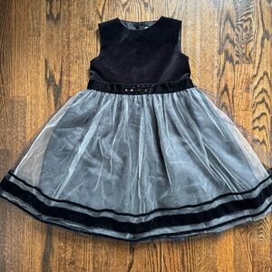 Girls Size 8 Luli & Me Black Velvet and Tulle Formal Occasion Christmas Dress